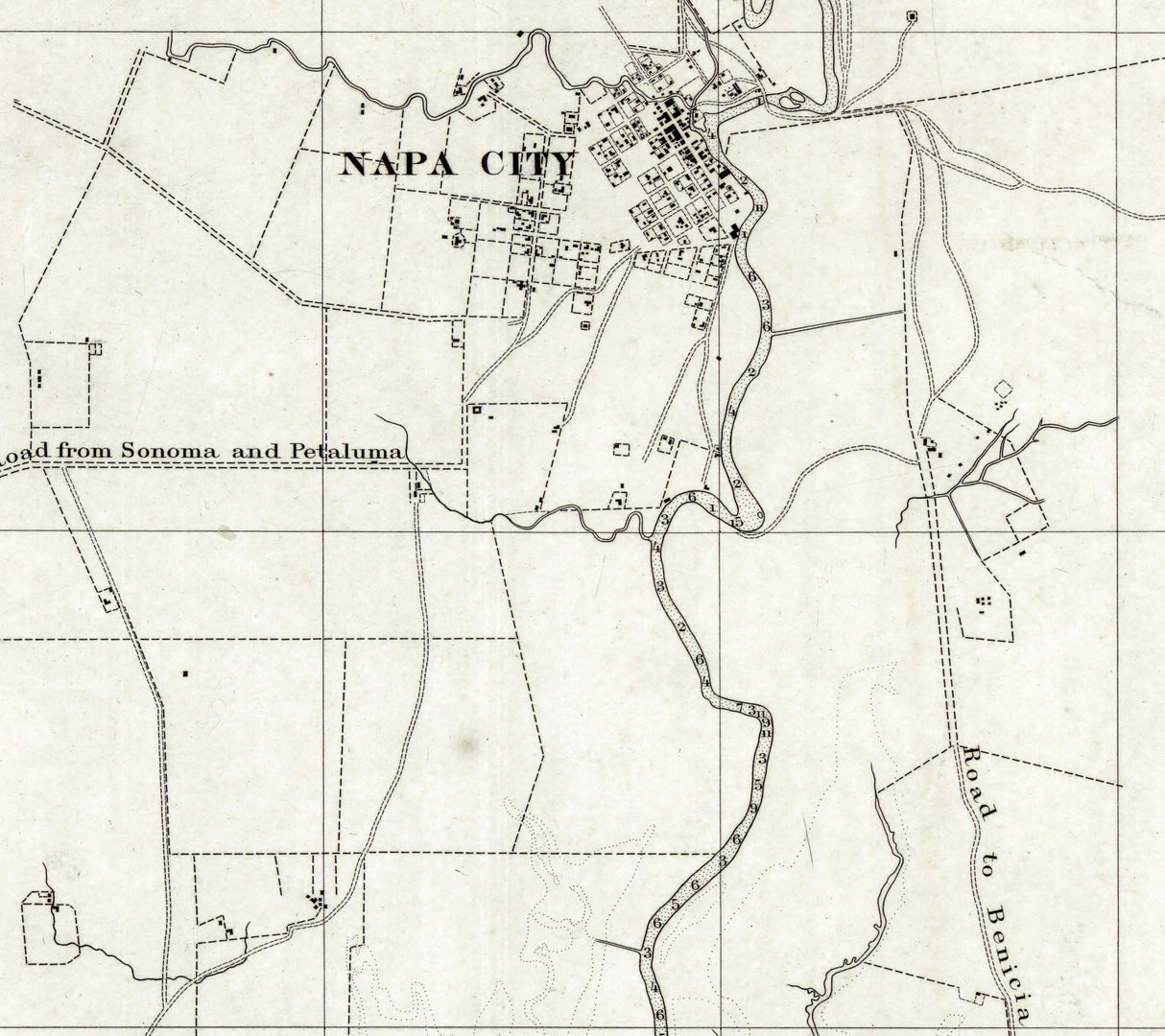 1882 Nautical Chart of Petaluma and Napa Creeks California