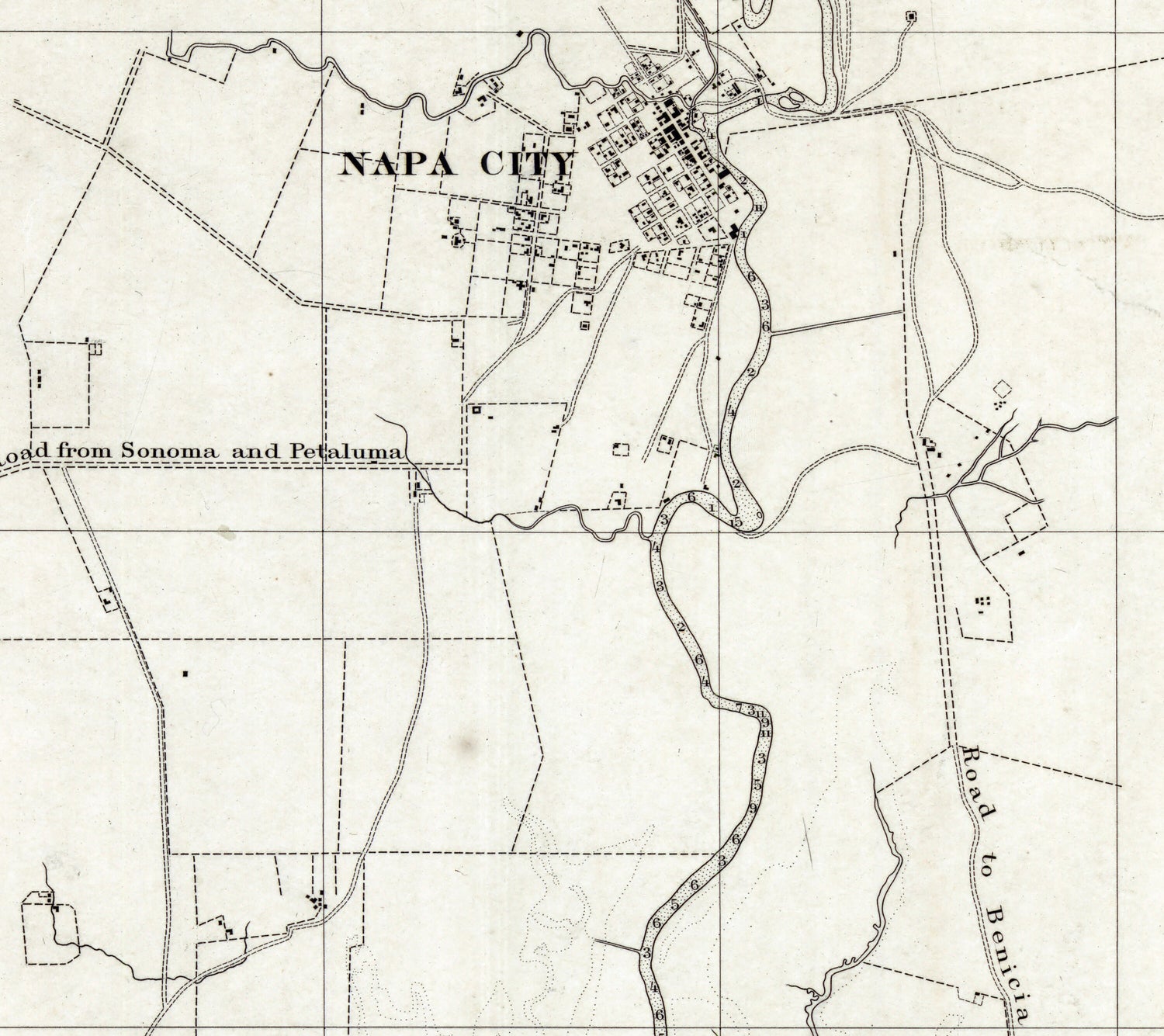 1882 Nautical Chart of Petaluma and Napa Creeks California