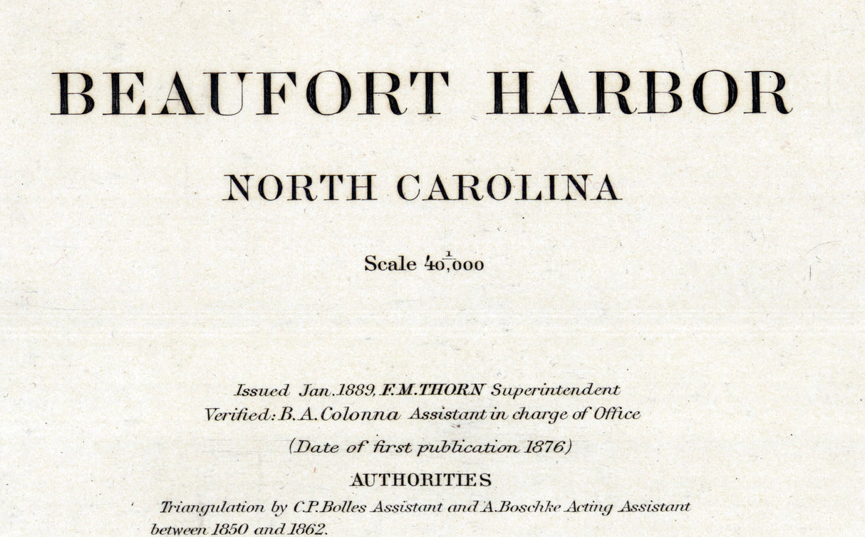 1889 Nautical Chart of Beaufort Harbor North Carolina