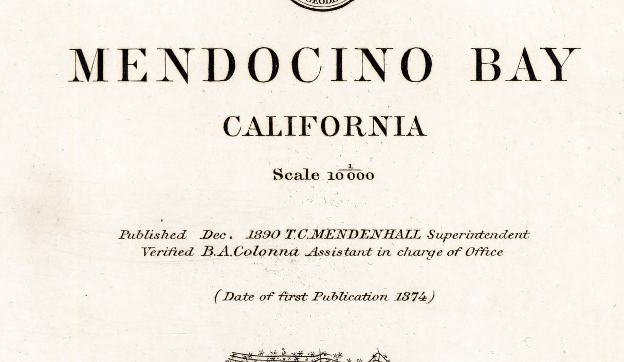 1890 Nautical Chart of Mendocino Bay California