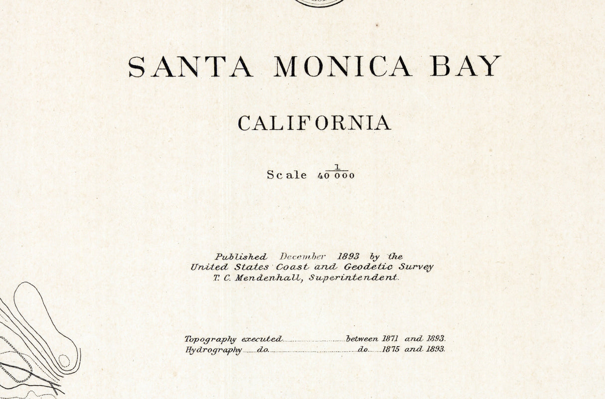 1893 Nautical Chart of Santa Monica Bay California