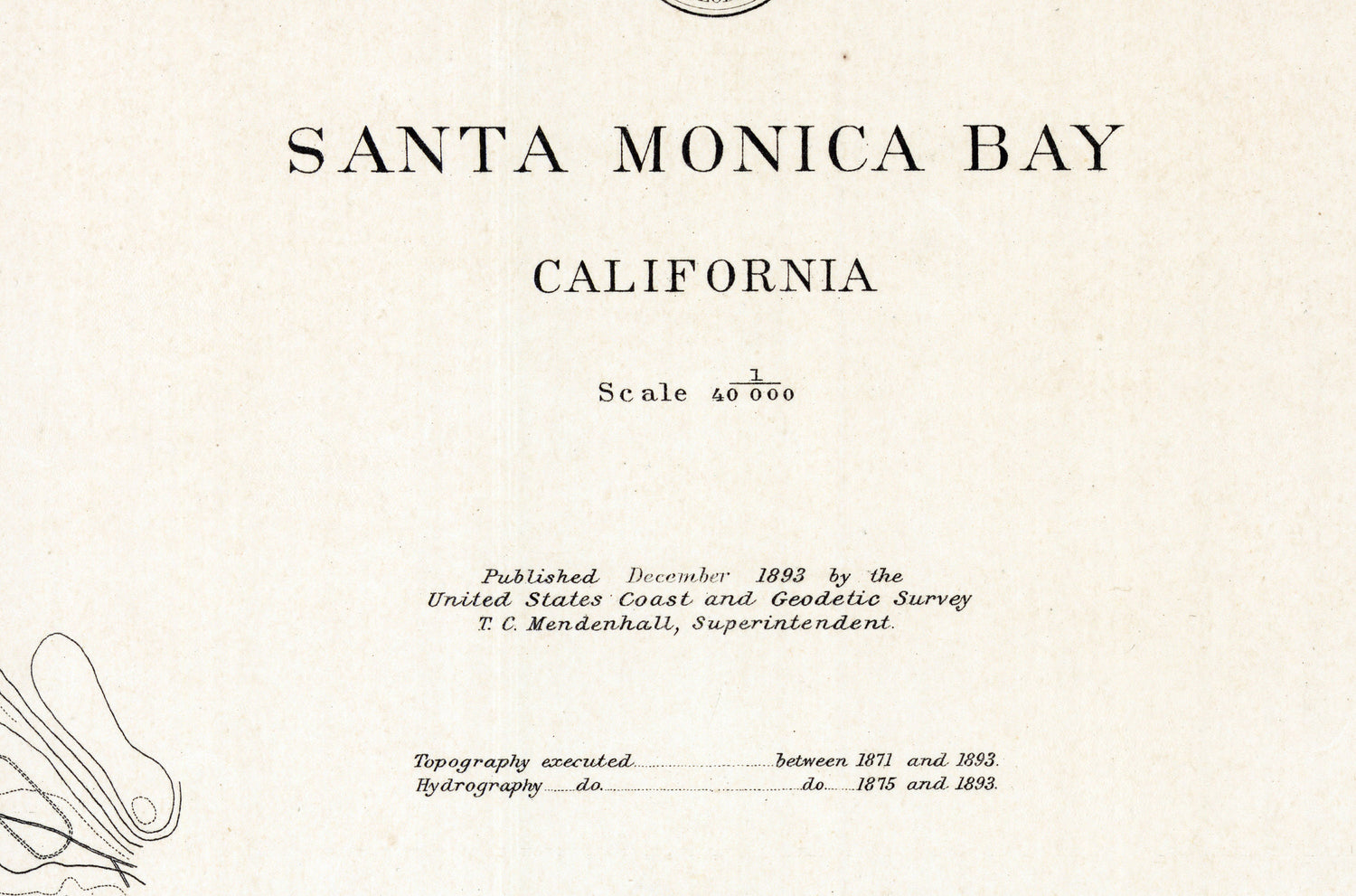 1893 Nautical Chart of Santa Monica Bay California