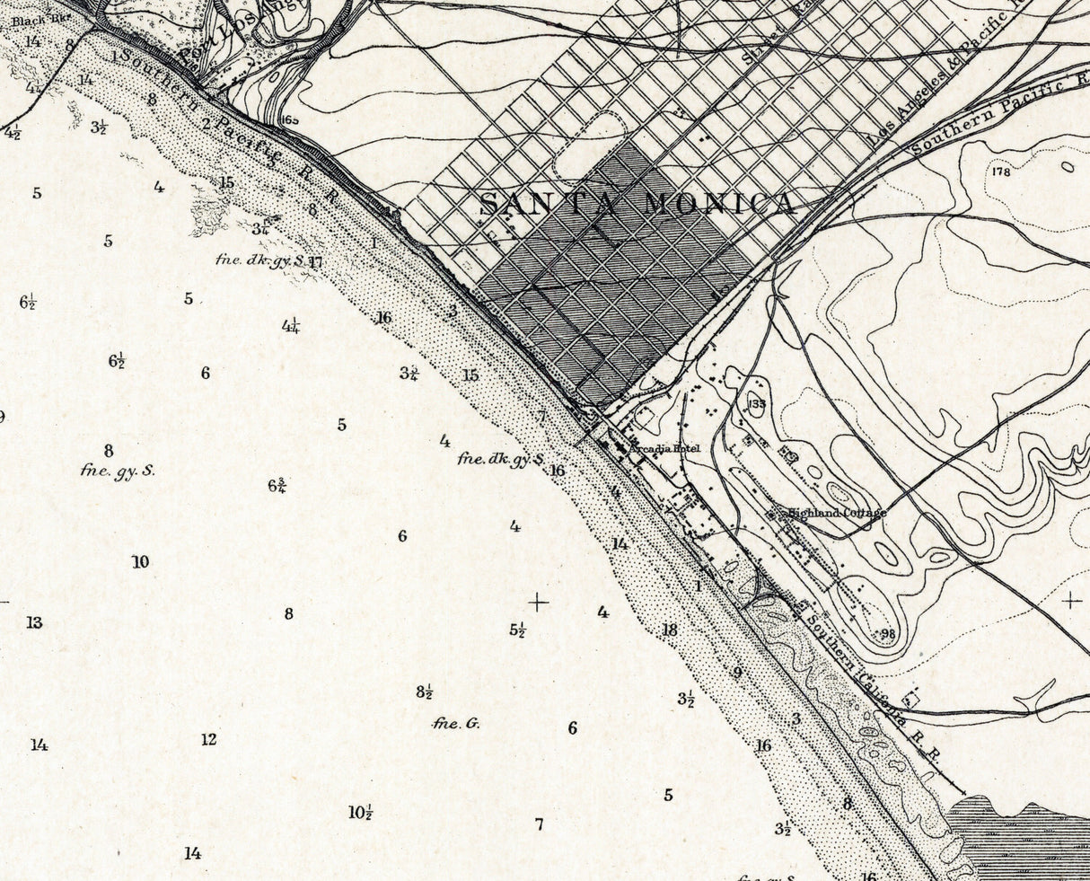 1893 Nautical Chart of Santa Monica Bay California