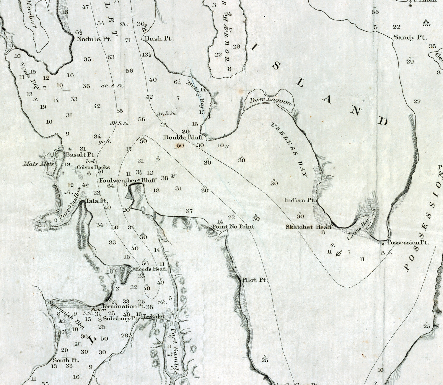 1867 Nautical Chart of Puget Sound Washington