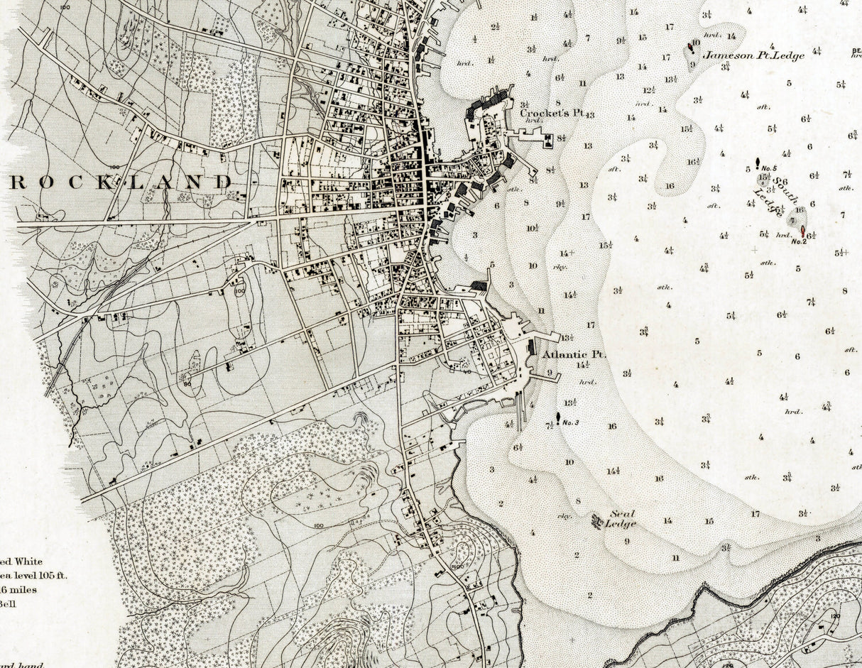 1876 Nautical Chart of Rockland Harbor Maine