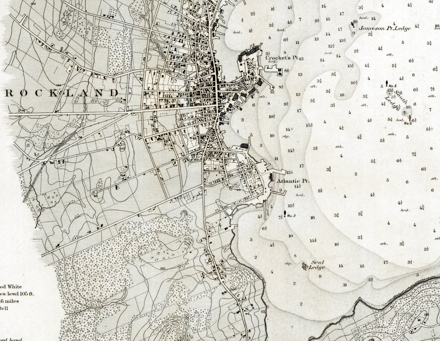 1876 Nautical Chart of Rockland Harbor Maine