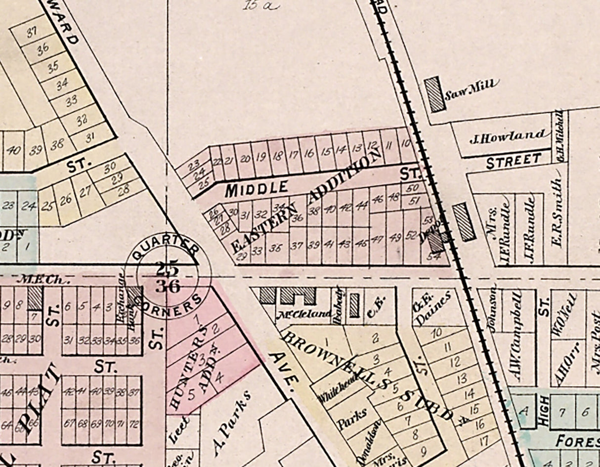 1896 Map of Birmingham Oakland County Michigan
