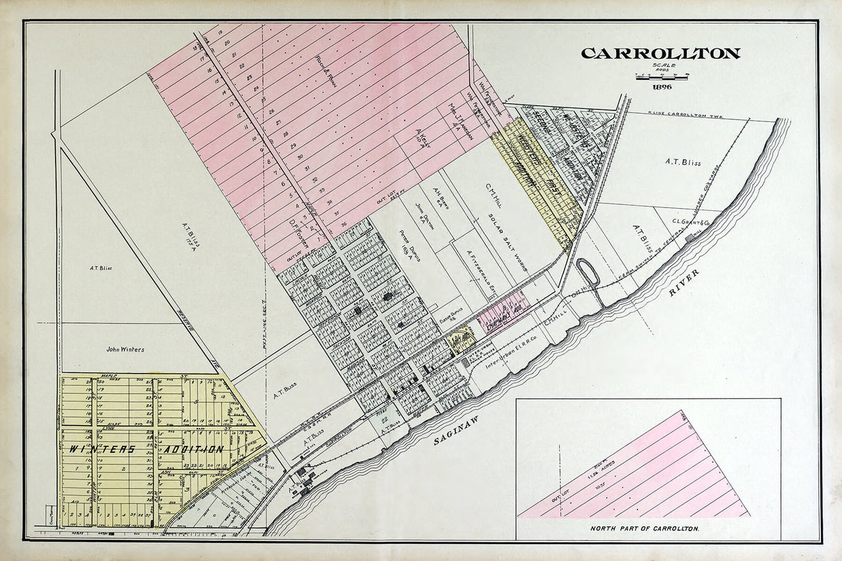 1896 Map of Carrollton Saginaw County Michigan