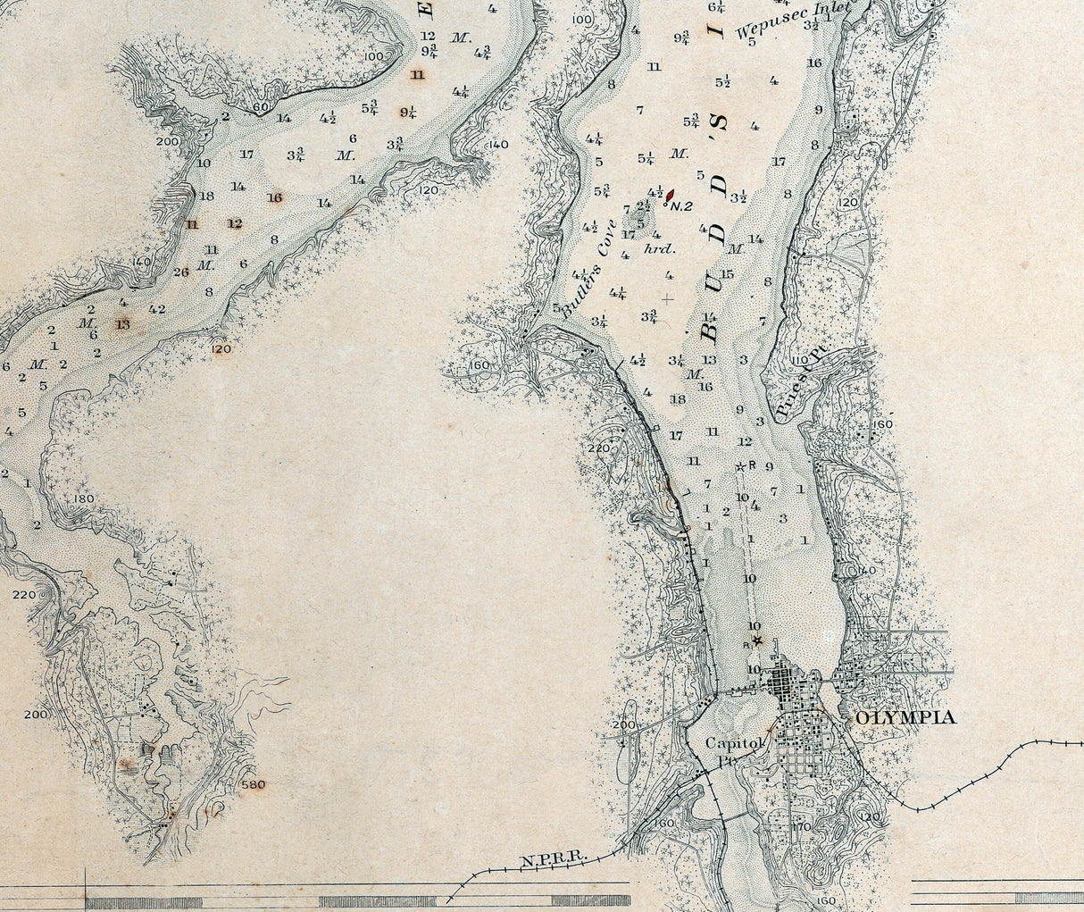 1905 Nautical Chart of Puget Sound Seattle to Olympia Washington