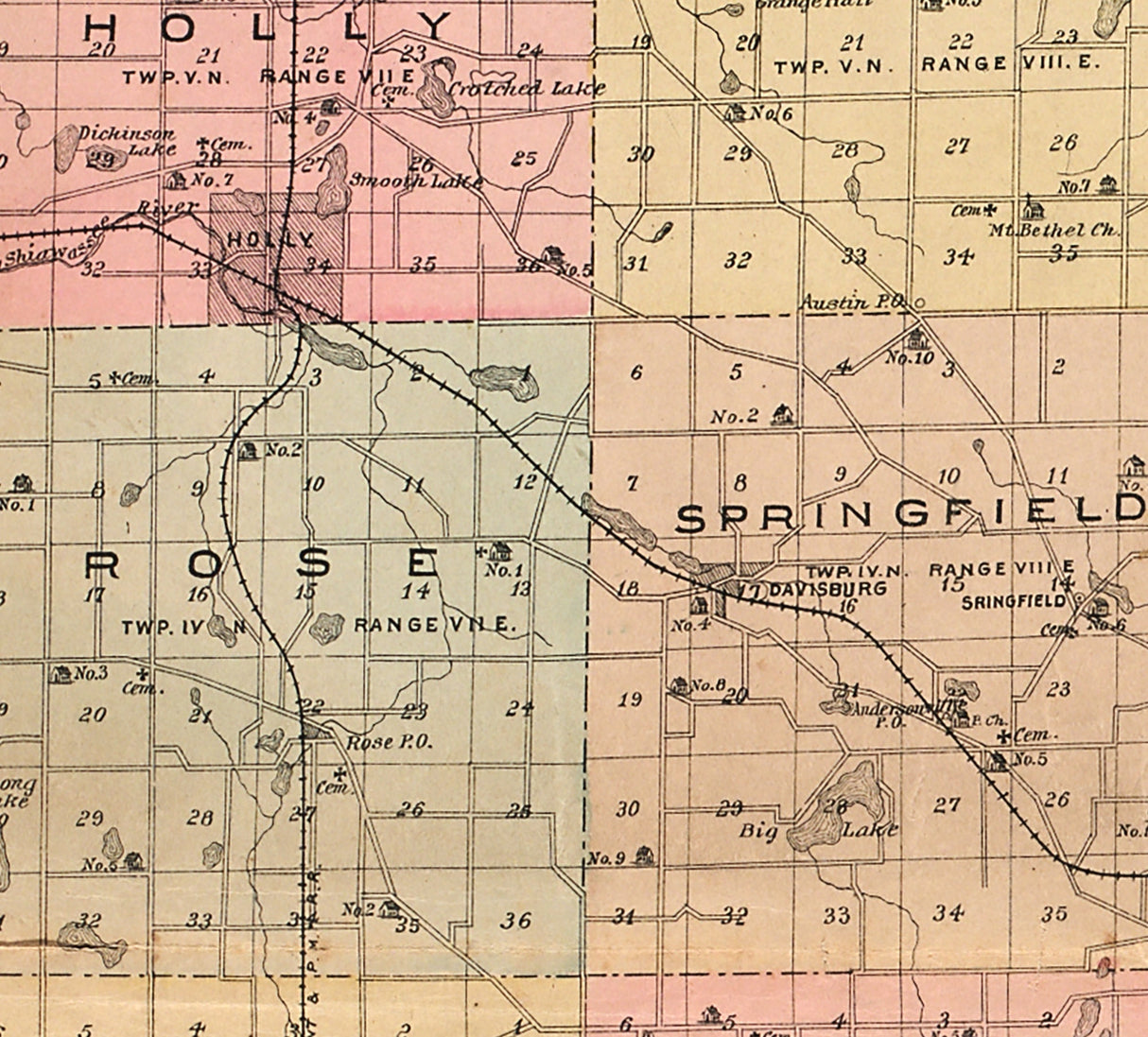 1896 Map of Oakland County Michigan