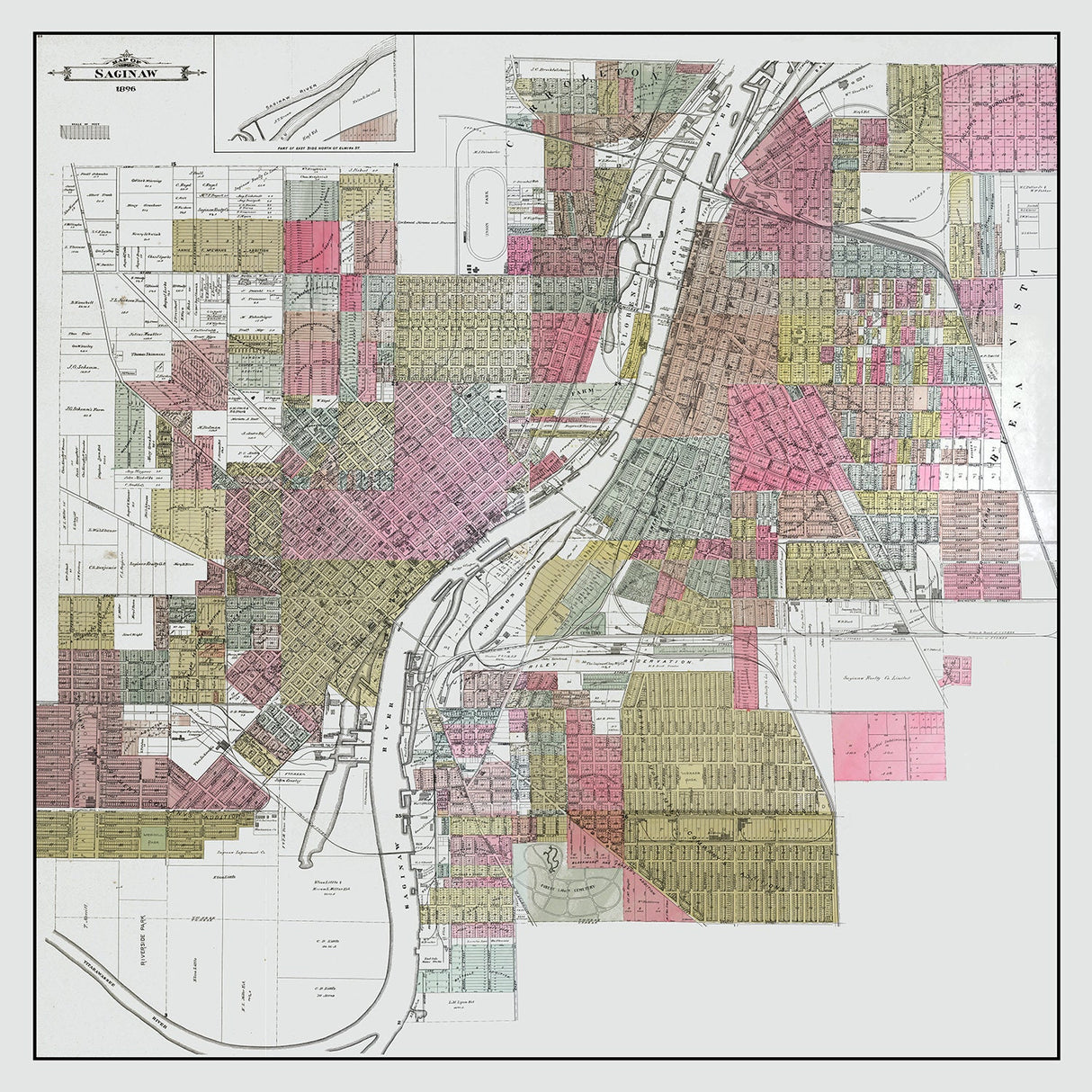 1896 Map of Saginaw Michigan