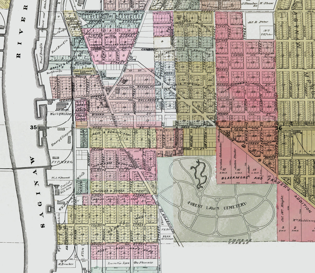 1896 Map of Saginaw Michigan