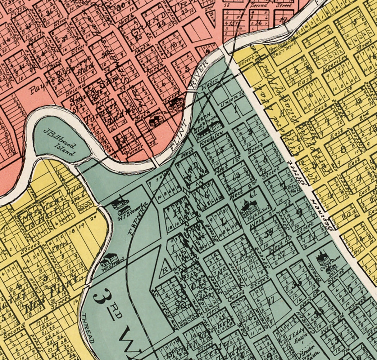 1899 Map of Flint Genesee County Michigan