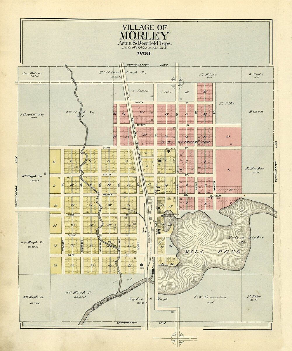 1900 Map of Morley Mecosta County Michigan