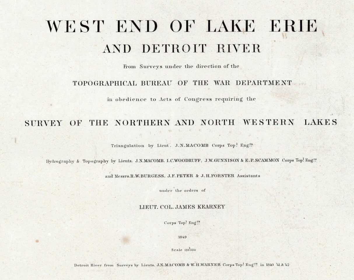 1849 Nautical Chart of West End of Lake Erie and Detroit River