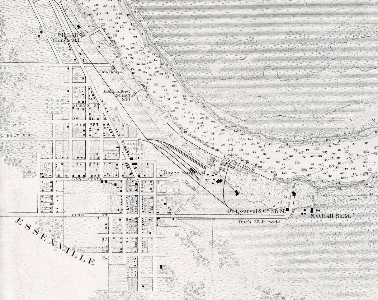 1856 Nautical Chart of Saginaw River and Bar Saginaw Bay Lake Huron