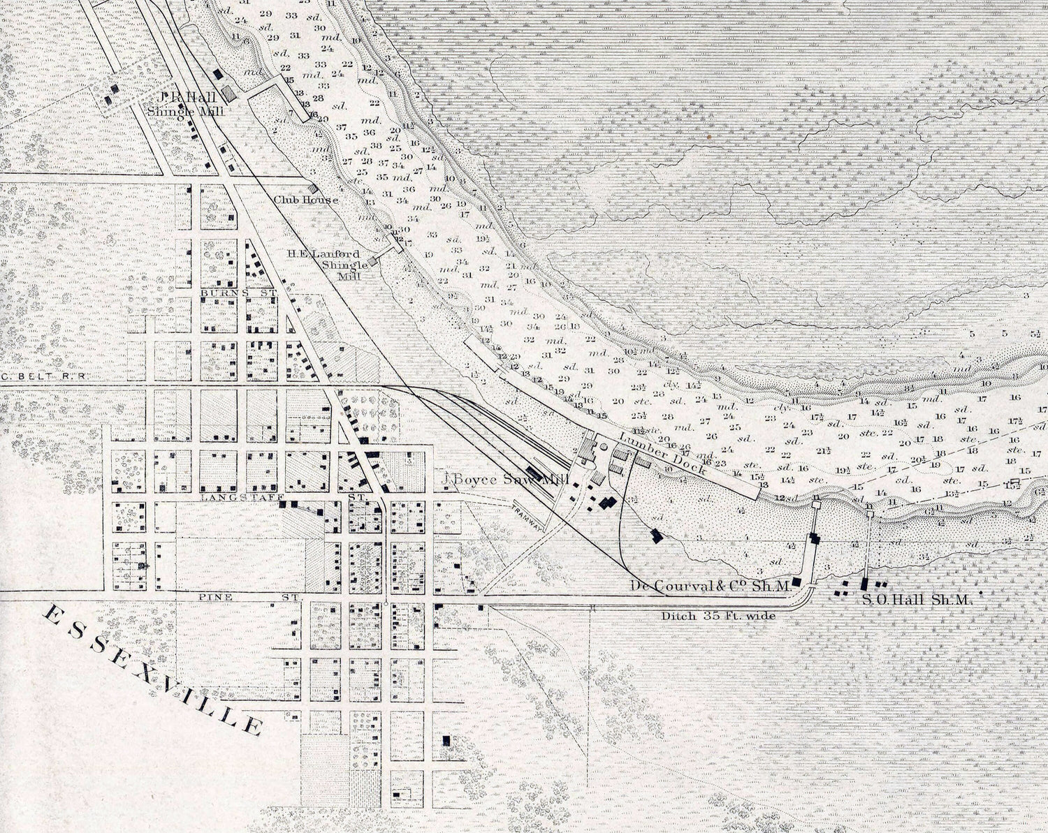 1856 Nautical Chart of Saginaw River and Bar Saginaw Bay Lake Huron