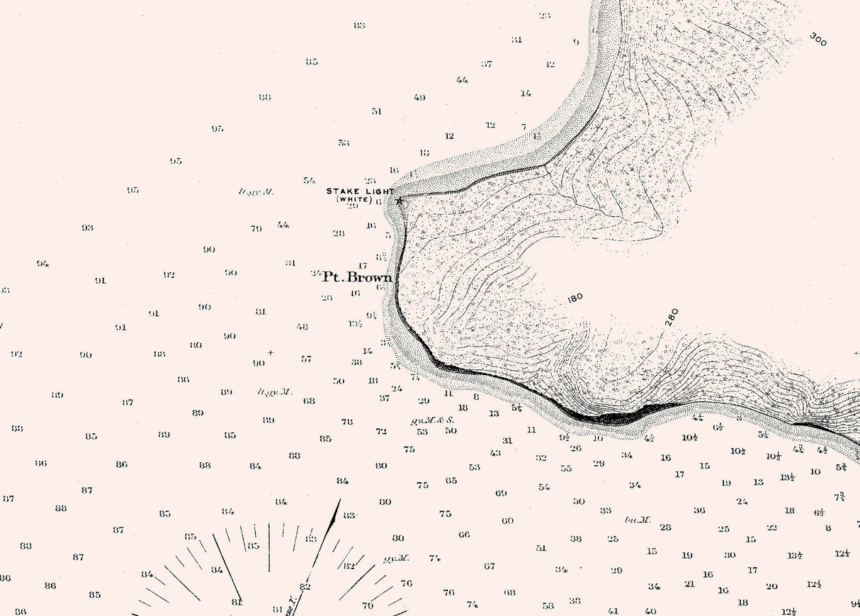 1888 Nautical Chart of Commencement Bay and City of Tacoma Washington