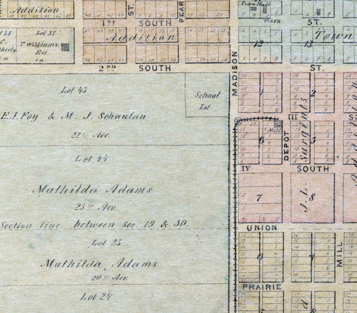 1874 Map of Lebanon St Clair County Illinois