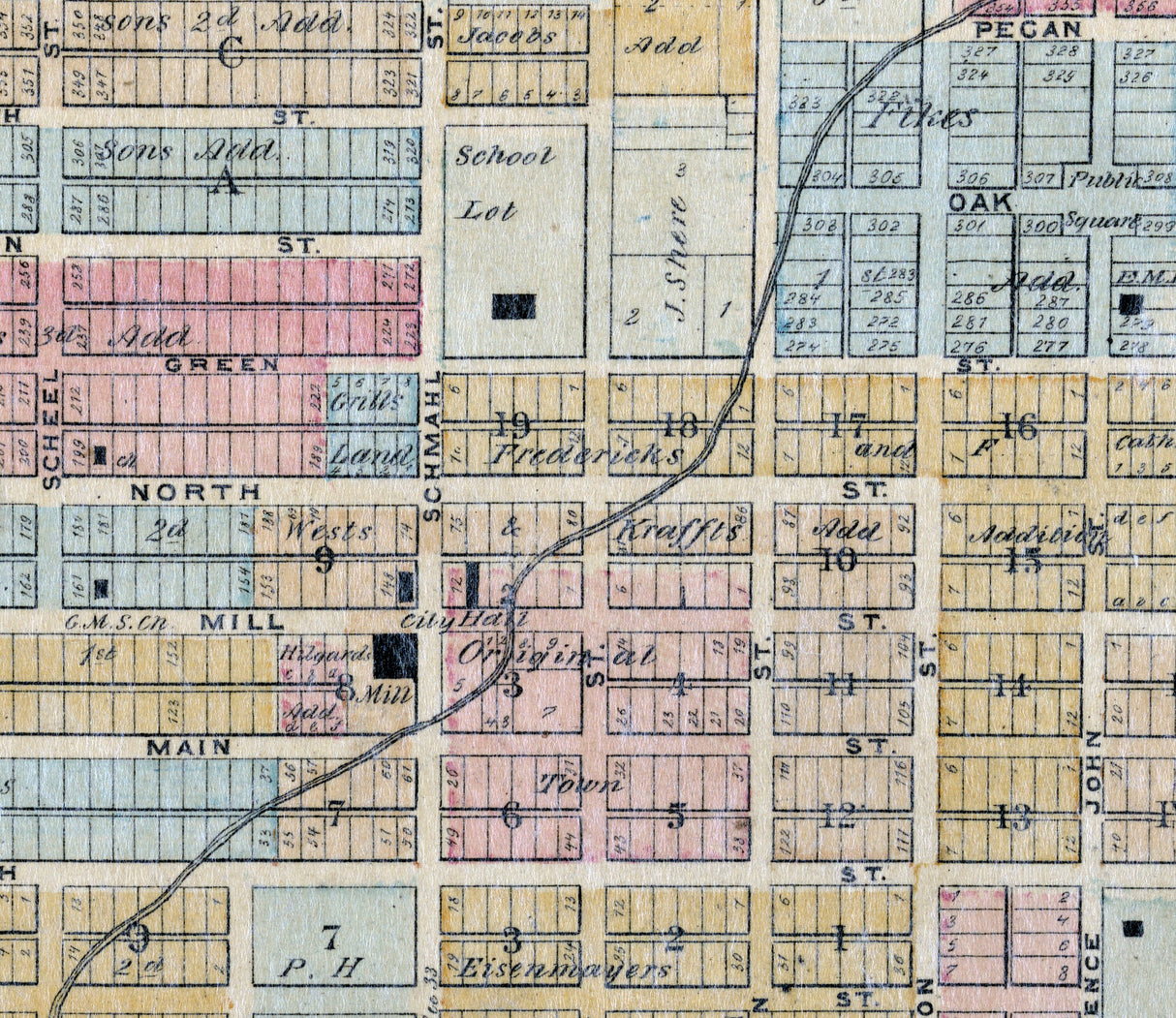 1874 Map of Mascoutah St Clair County Illinois