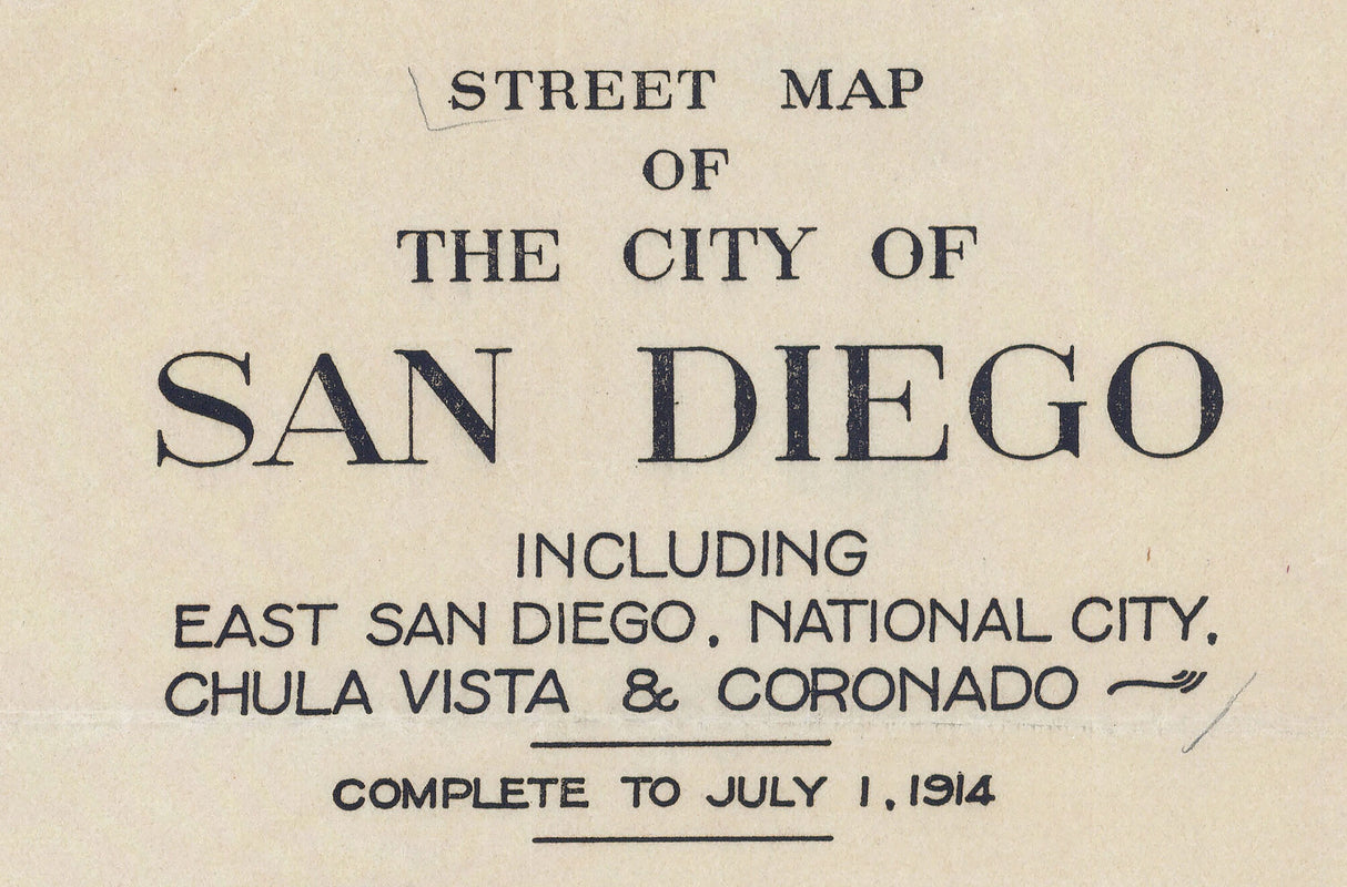 1914 Map of San Diego California