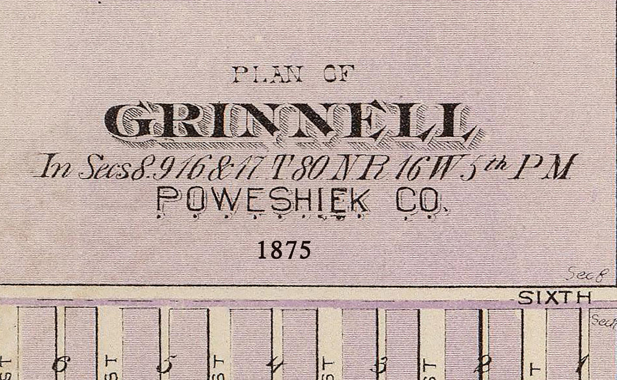 1875 Map of Grinnell Iowa