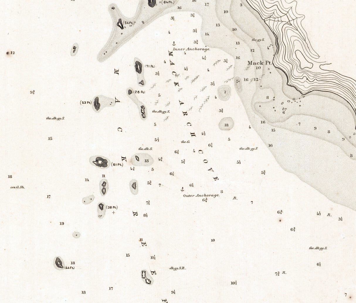 1893 Nautical Chart of Hunter Cove and Mack Reef Oregon