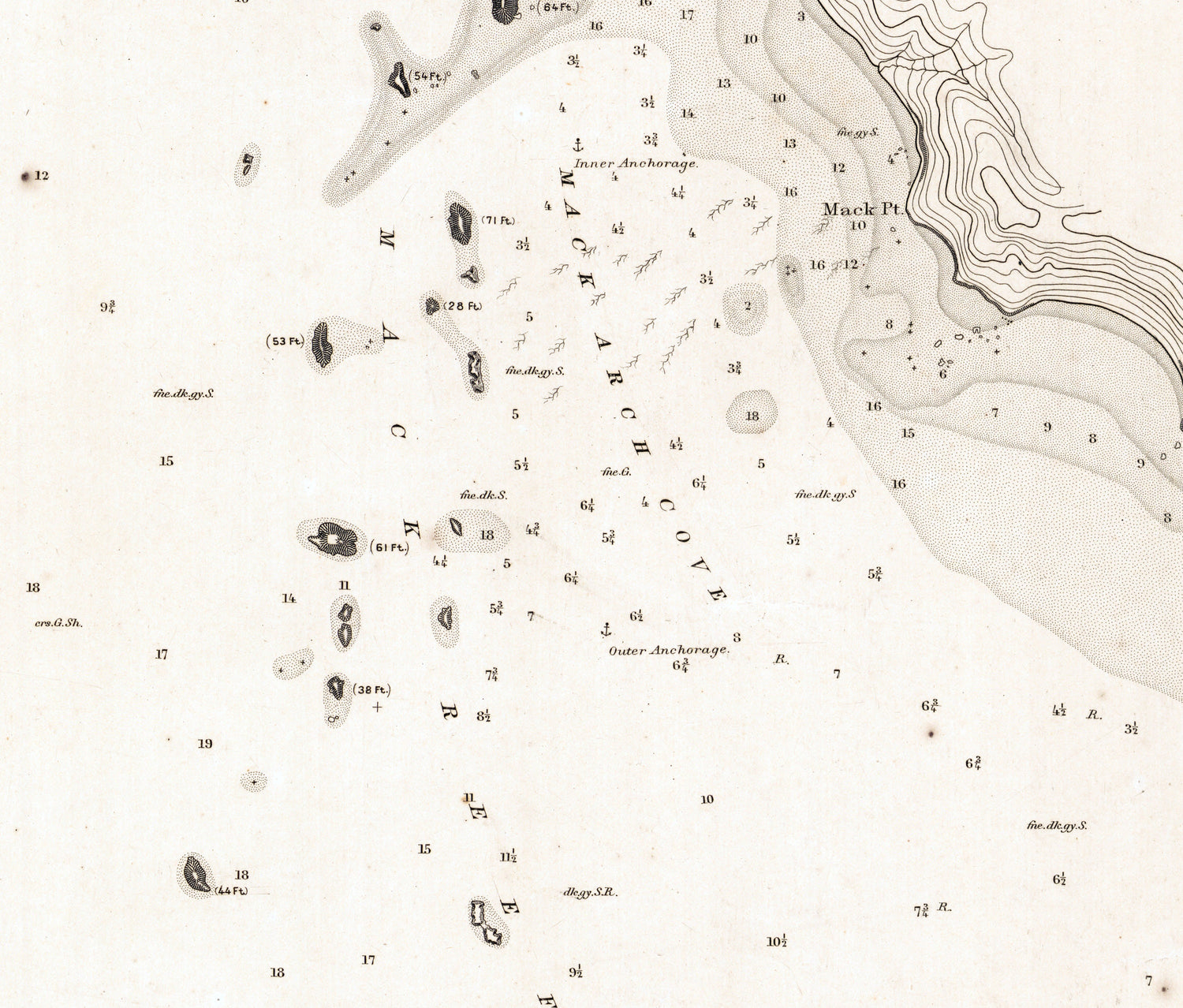 1893 Nautical Chart of Hunter Cove and Mack Reef Oregon