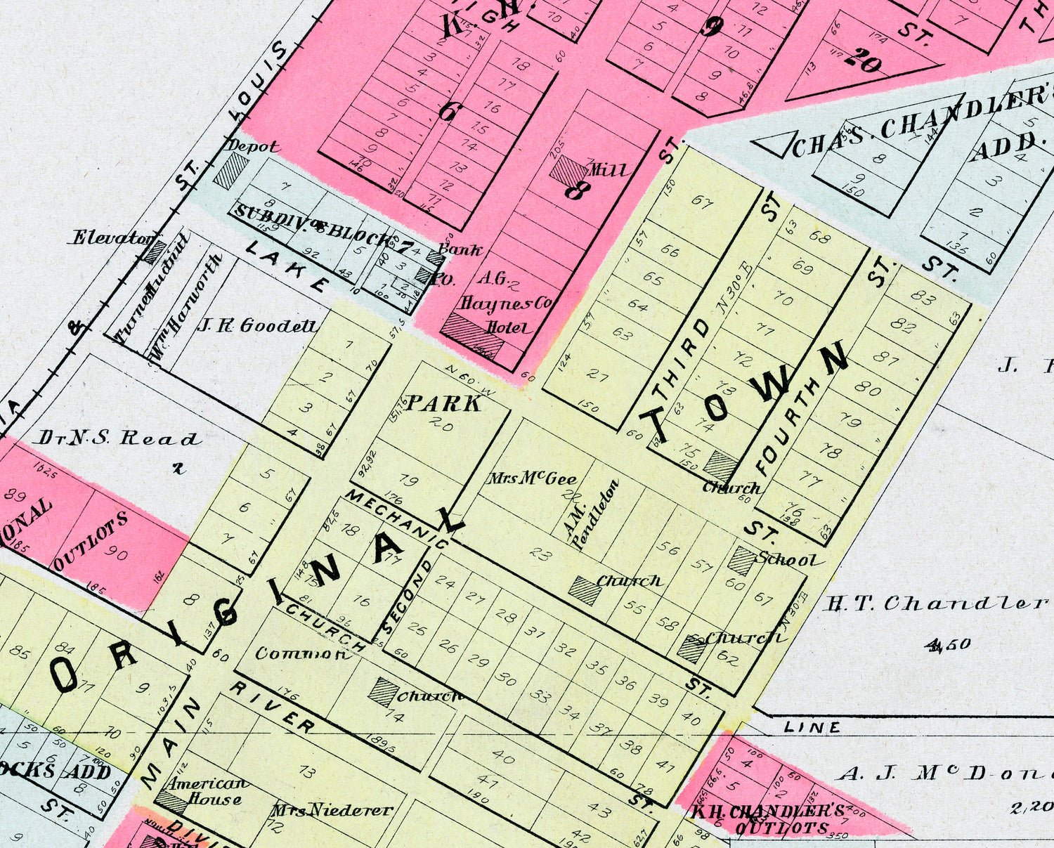 1899 Map of Chandlerville Cass County Illinois