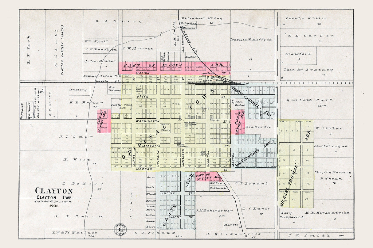 1901 Map of Clayton Adams County Illinois