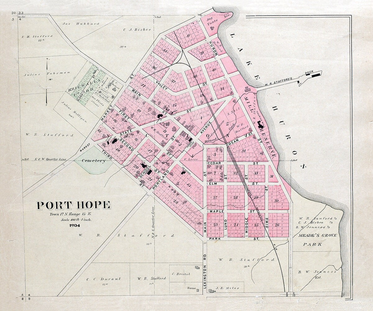 1904 Map of Port Hope Huron County Michigan