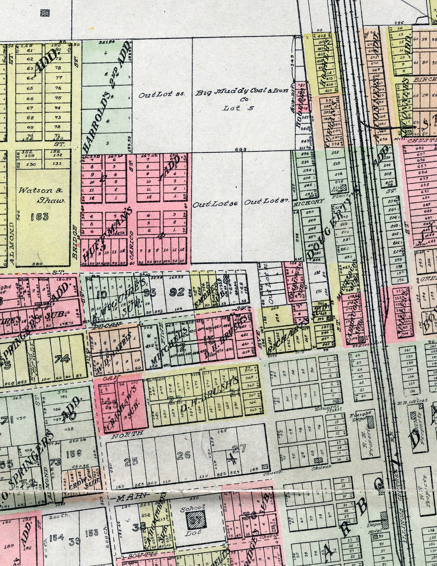 1907 Map of Carbondale Jackson County Illinois