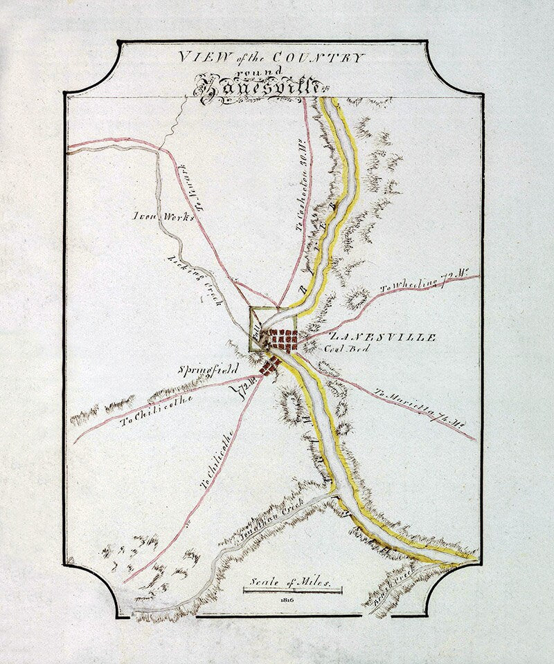 1816 Map of Zanesville Ohio and Vicinity