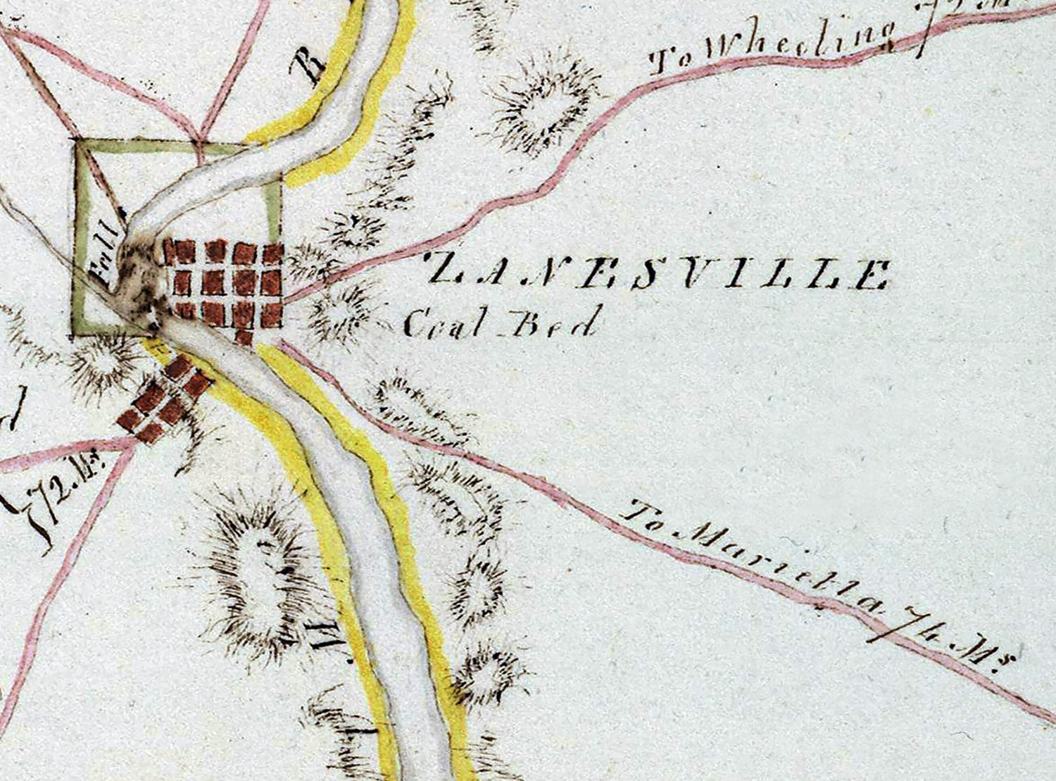 1816 Map of Zanesville Ohio and Vicinity