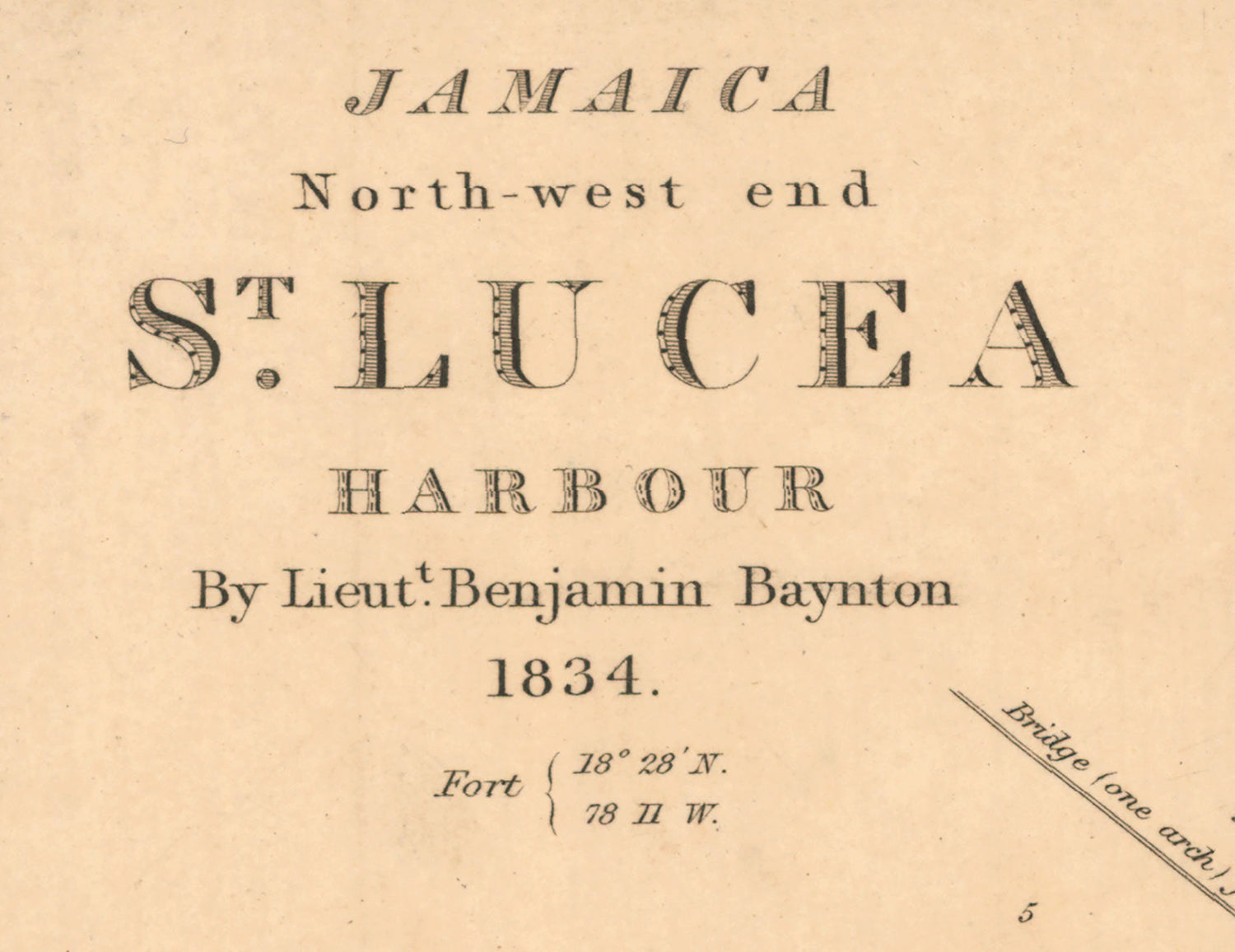 1834 Nautical Chart of St Lucea Harbour Jamaica
