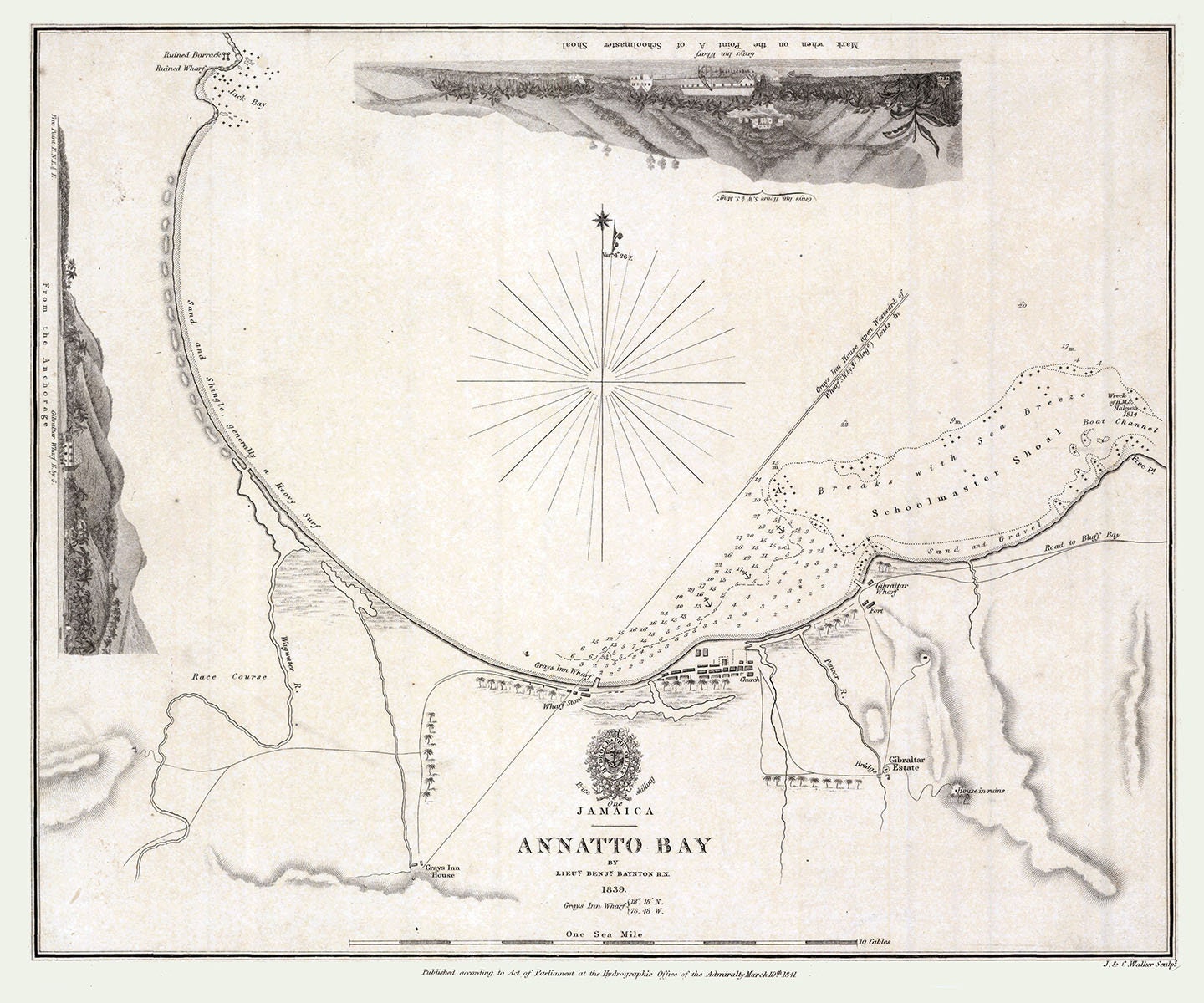 1839 Map of Annatto Bay Jamaica