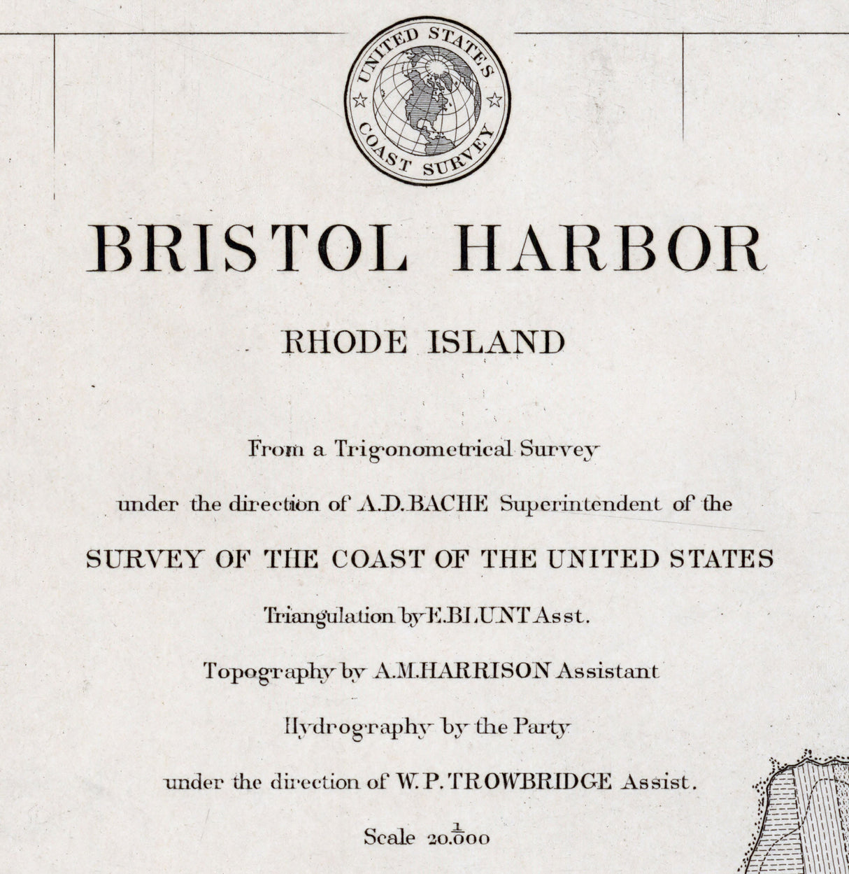 1864 Nautical Chart of Bristol Harbor Rhode Island