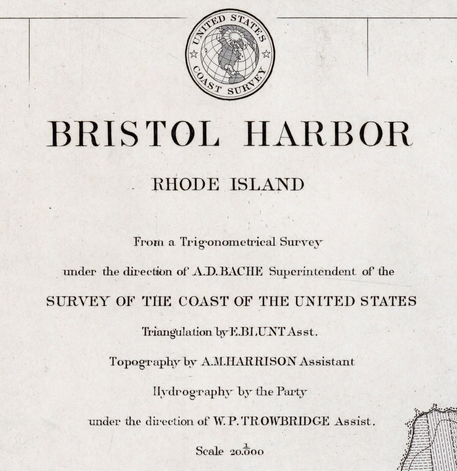 1864 Nautical Chart of Bristol Harbor Rhode Island