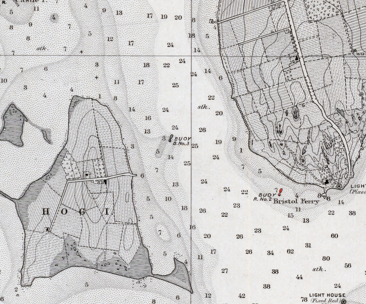 1864 Nautical Chart of Bristol Harbor Rhode Island