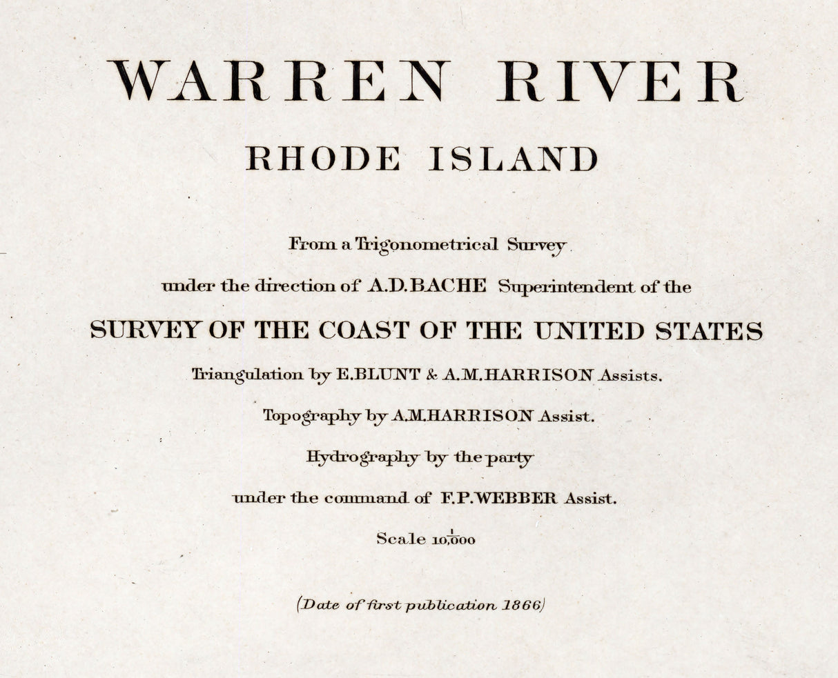 1866 Nautical Chart of Warren River Rhode Island