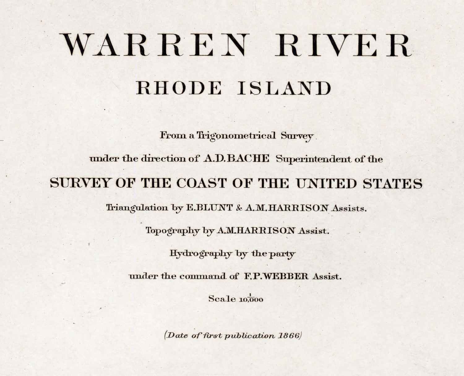 1866 Nautical Chart of Warren River Rhode Island