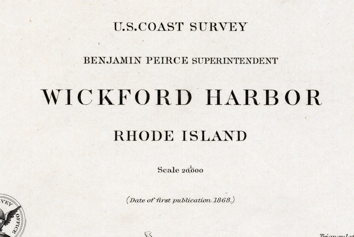 1868 Nautical Chart of Wickford Harbor Rhode Island
