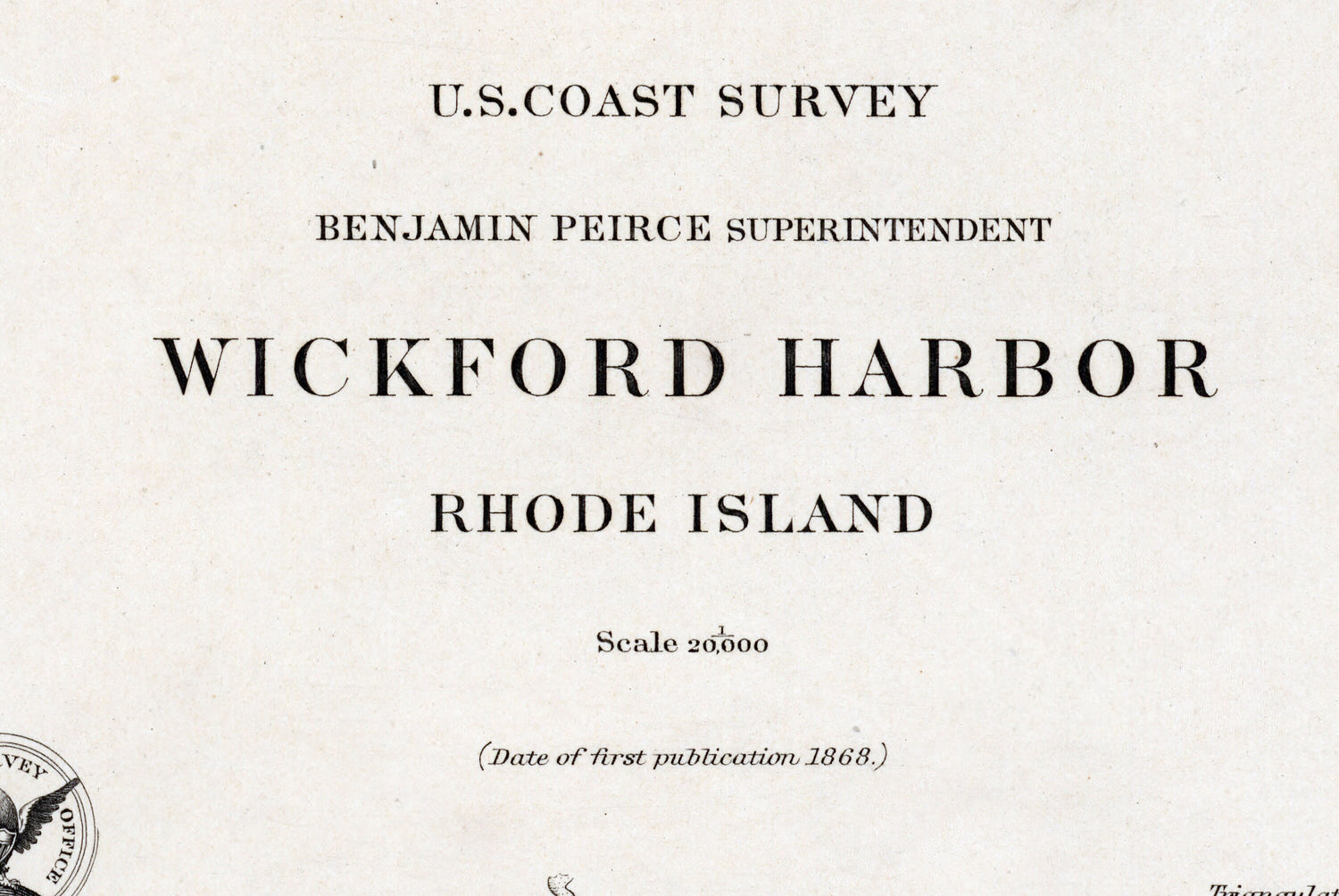 1868 Nautical Chart of Wickford Harbor Rhode Island