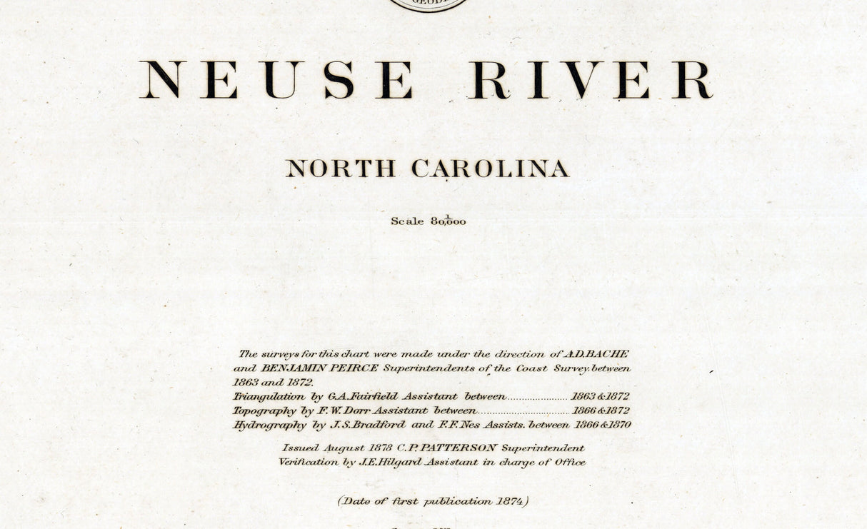 1874 Nautical Chart of Neuse River North Carolina