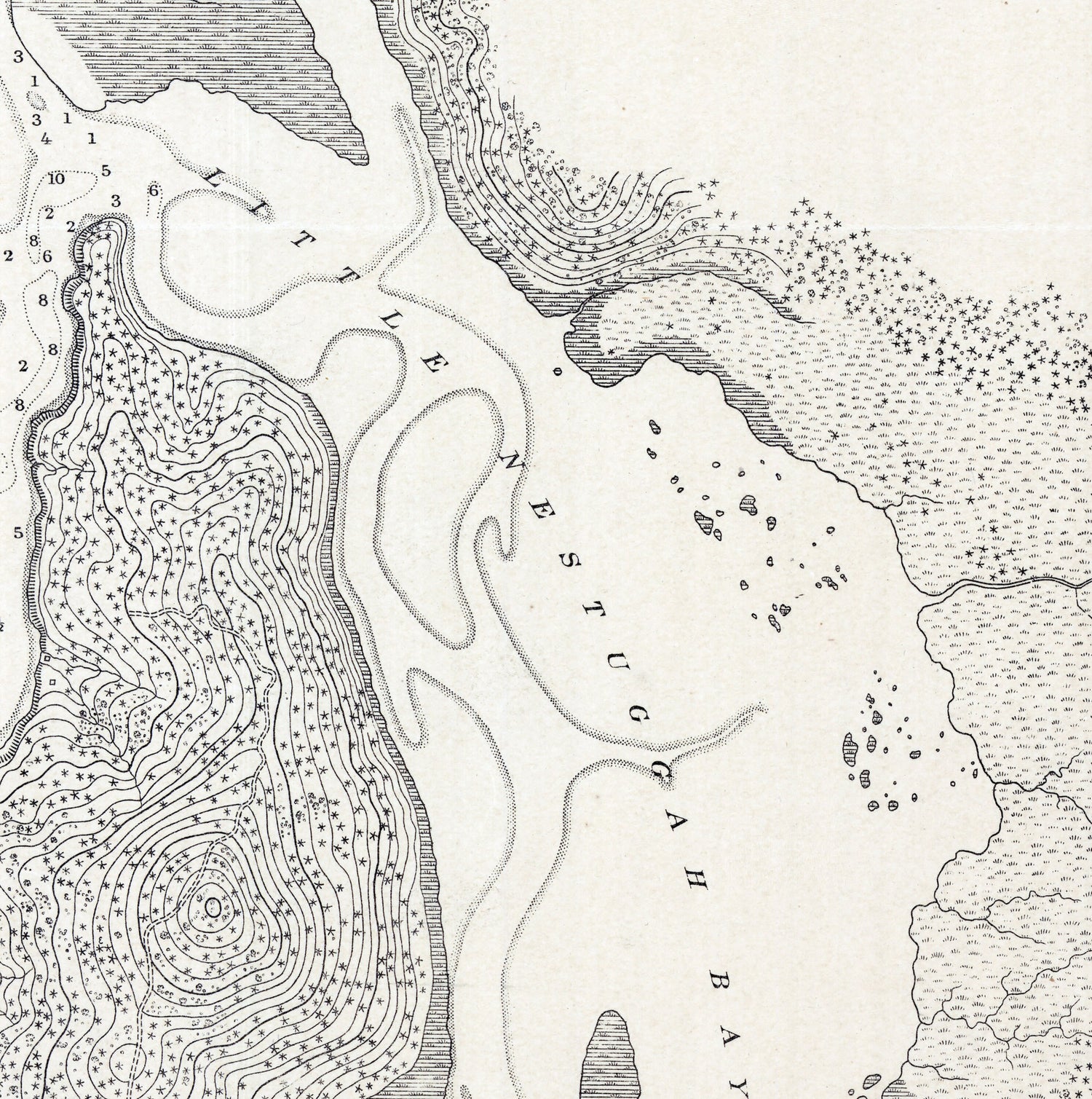 1888 Nautical Chart of Nestuggah Bay Oregon