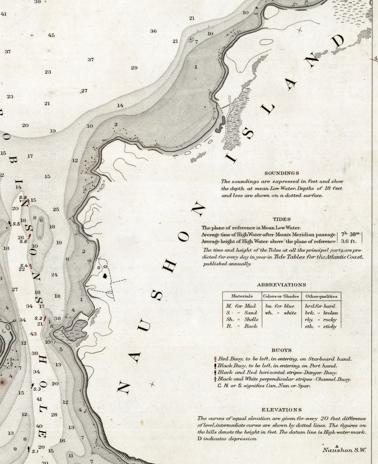 1892 Nautical Chart of Robinsons Hole and Quicks Hole Massachusetts