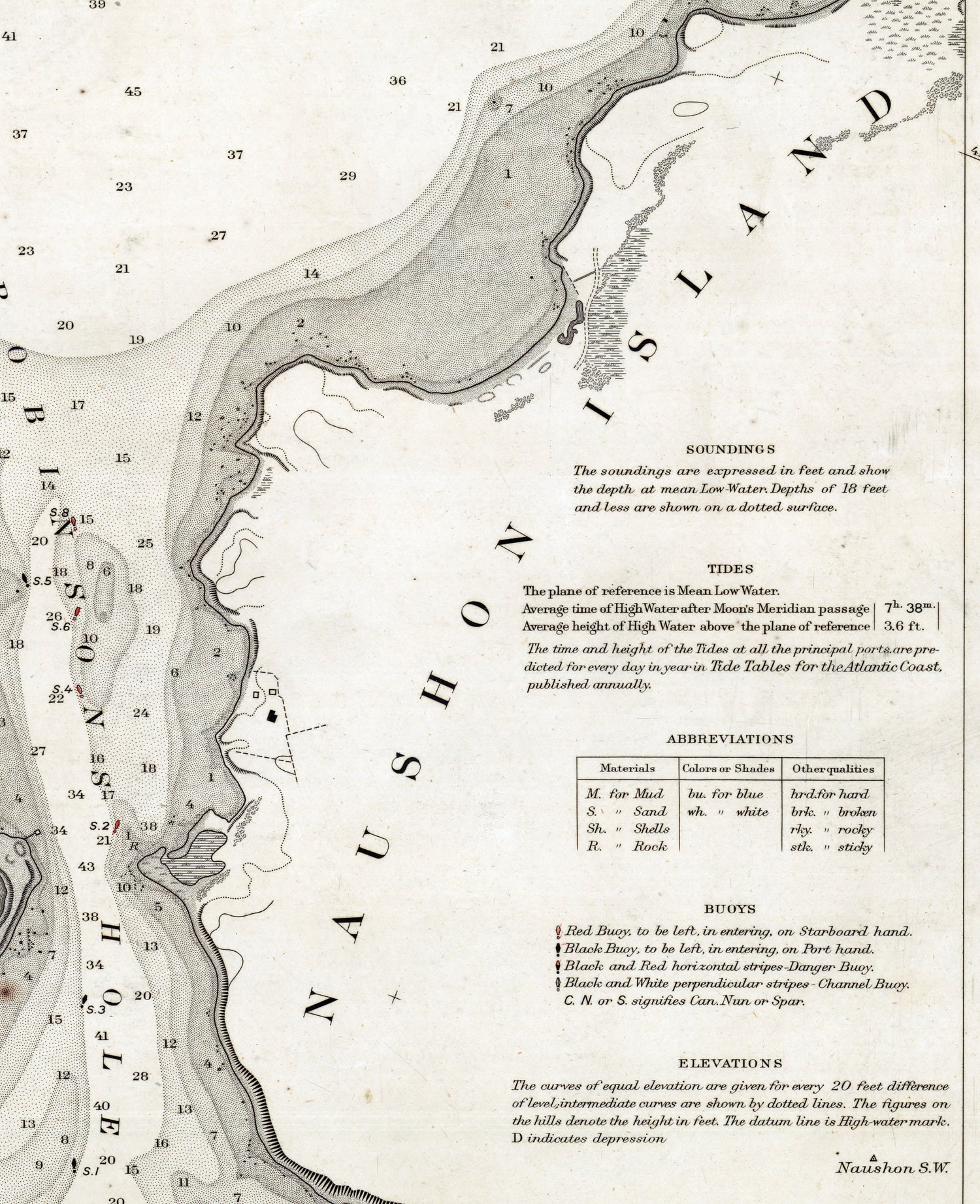 1892 Nautical Chart of Robinsons Hole and Quicks Hole Massachusetts