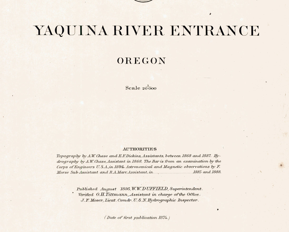 1895 Nautical Chart of Yaquina River Entrance Oregon