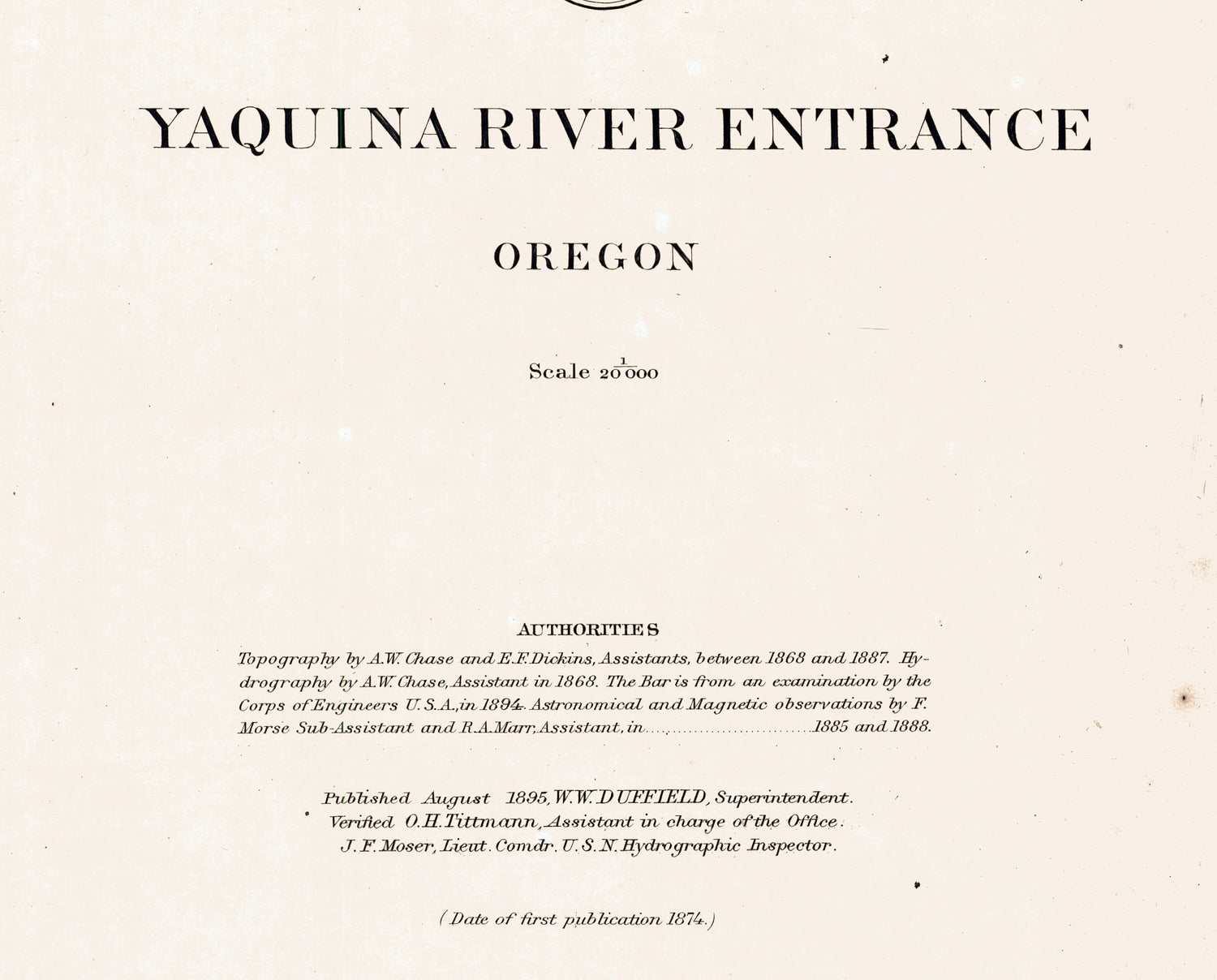 1895 Nautical Chart of Yaquina River Entrance Oregon