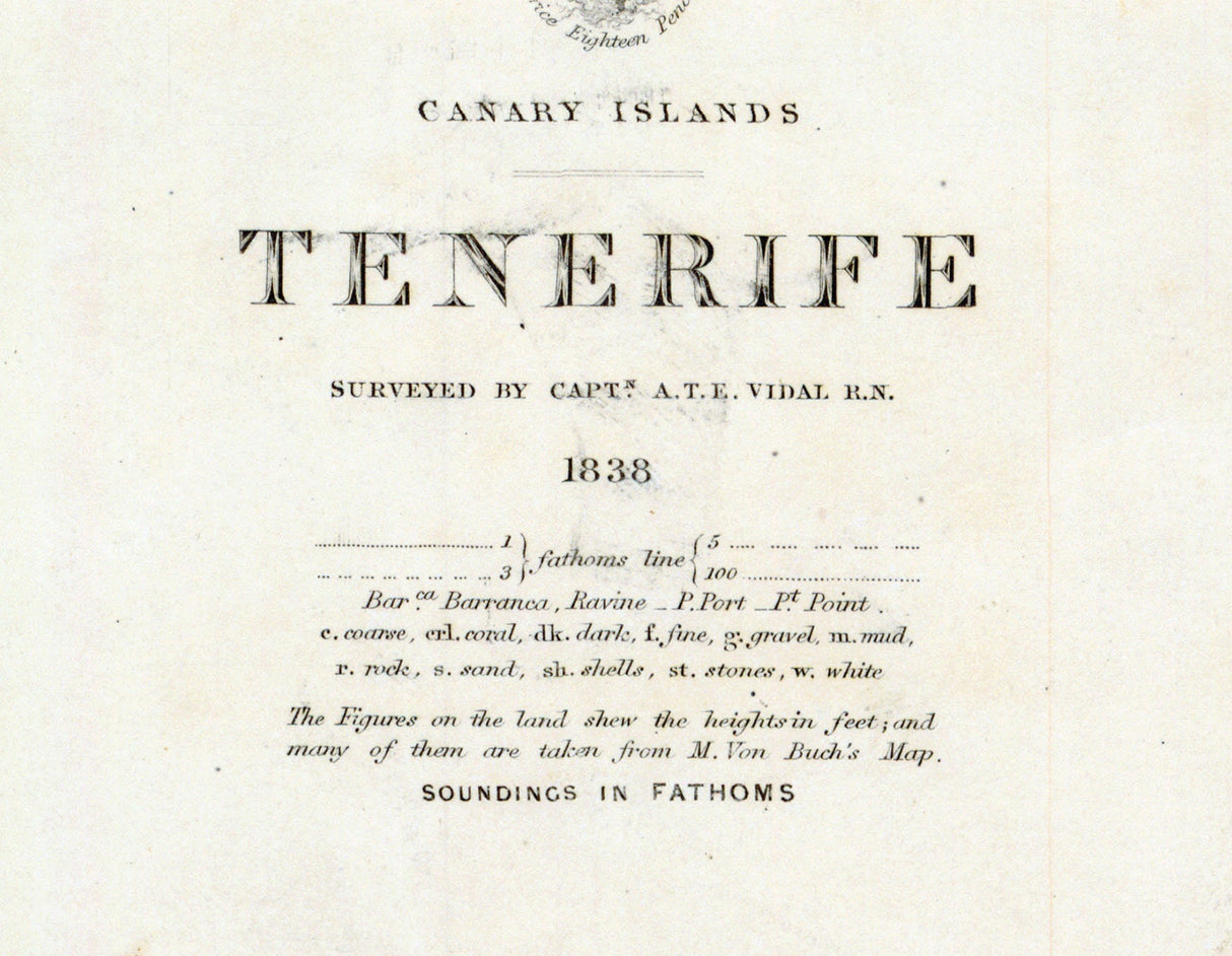 1838 Map of Tenerife Canary Islands
